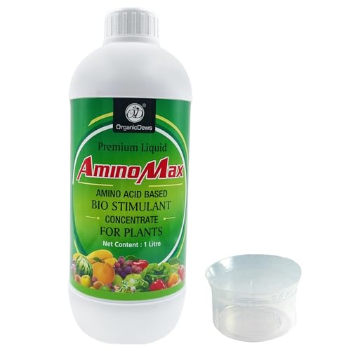 Image of OrganicDews Amino Fertilizer (Plant Protein Hydrolysates) Based Bio Stimulant Concentrate For Plants 1 litre with Measuring Cup 25 ml - Plant Growth and Yield Booster 1 litre