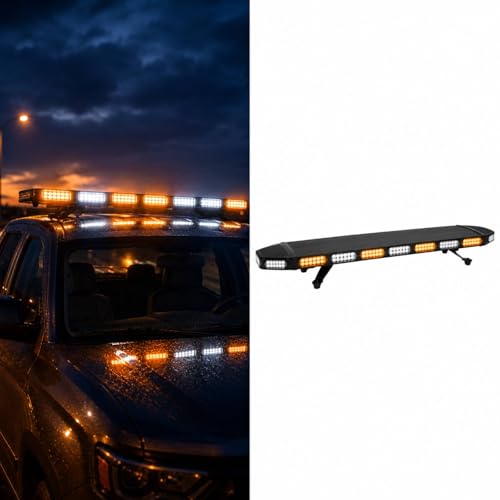 ZAWAYINE 47' LED Emergency Light Bar, 108 LED Amber White Strobe, 12V-24V