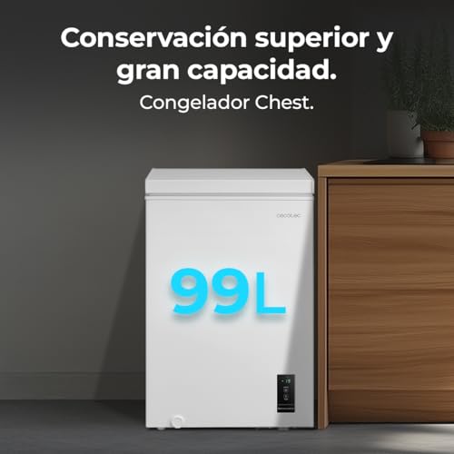 Cecotec Congelador Horizontal 99L Bolero CoolMarket Chest 99P White E. Cesta con Asas, Control Electrónico LED, UltraContact D-Cool, Dual Function, Puerta ZeroG (80º-30º), Fast Freezing, Compacto - imagen 3