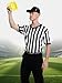 JORHIG 4 Pcs Referee Shirt, Referee Costume Men Women V-Neck Ref Shirt Hat Ref Whistle Penalty Flag for Football Soccer Player Set A S