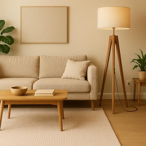 UNIDECOR CASA Luminária Abajur de Chão ROMA Tradicional Madeira M...