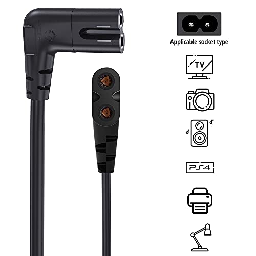 Ancable OX16 Tv Power Cord Compatible For Samsung Tv, Ancable 6-Feet 90 Degree Angled 18Awg 2-Prong To L-Shaped C7 Power Cord Replacement thumb #3