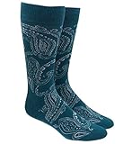 Platform Paisley Green Teal Men's Cotton Blend Dress Socks