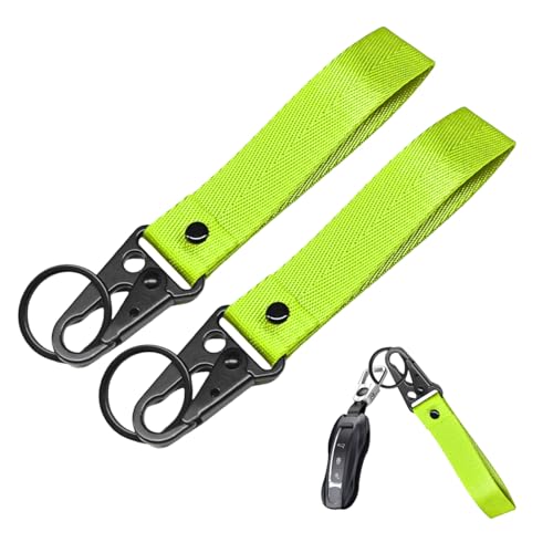 Image of Wevdn Car Key Chain, Fabric Metal Practical Multifunctional Motorcycle Keychain, Anti-Lost Keychain with O-Ring for Men Women (Green-2PCS)