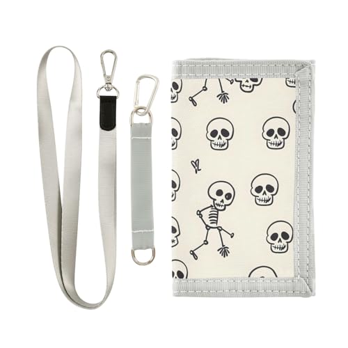 ALAZA Kids Wallets for Boys Girls Toddler Trifold Wallet Children Small Skeleton Cartoon Style with Zipper Coin Pocket