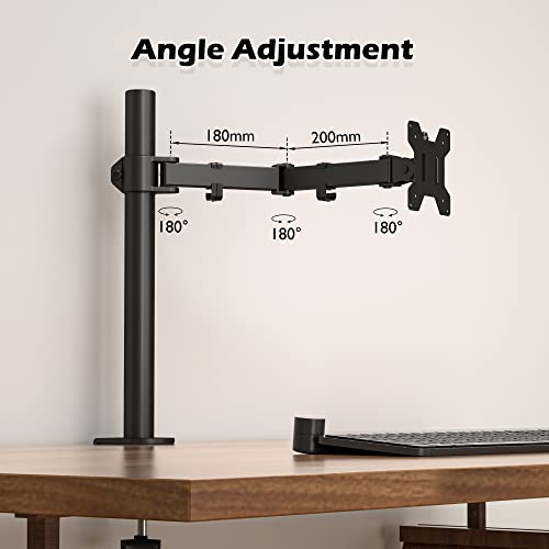 BONTEC 13-32 Zoll Monitor Halterung für LED LCD Bildschirme bis 10 kg, Monitor Tischalterung 1 Monitor Höhenverstellbar Neigbar Schwenkbar, 2 Montageoptionen, VESA 75x75/100x100, Schwarz – Bild 4