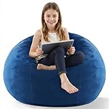 HABUTWAY 2FT Bean Bag Chair, 2' Beanbags Small Bean Bag Chairs with Filling, Teardrop Bean Bag Chair Luxurious Velvet Ultra Soft Fur with Removable Cover (Blue)