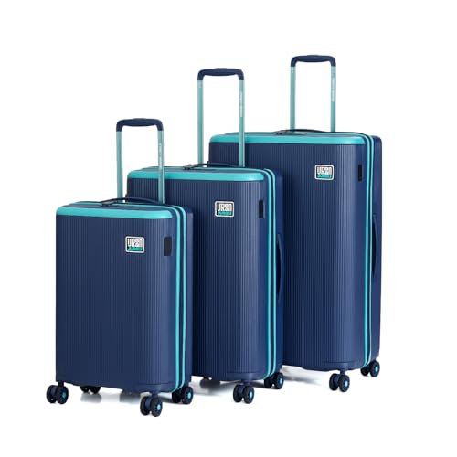 Image of Urban Jungle Lumolite Trolley Bag Set of 3 Hardside Polycarbonate Small, Medium, Large (75,65,55 cm) Light Weight Suitcase with, 8 Spinner Wheels & TSA Lock Travelling Luggage for Men&Women|Navy Blue