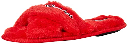 FOCO Texas Tech Script Wordmark Faux Fur Cross Slide - Womens - Medium