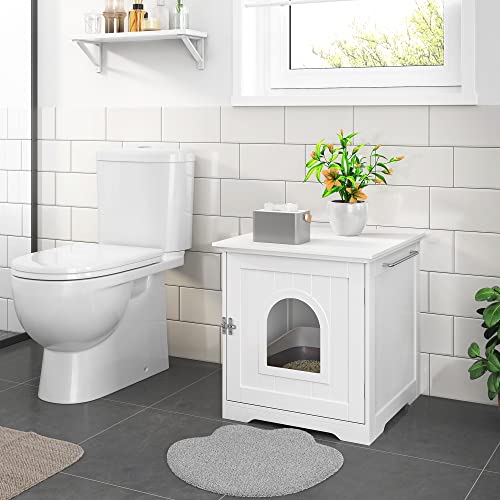 Yaheetech Cat Litter Box Enclosure, Indoor Pet Crate-Hidden Cat House Cat Washroom with Vent Holes & Towel Bar, Pet… - Image 4