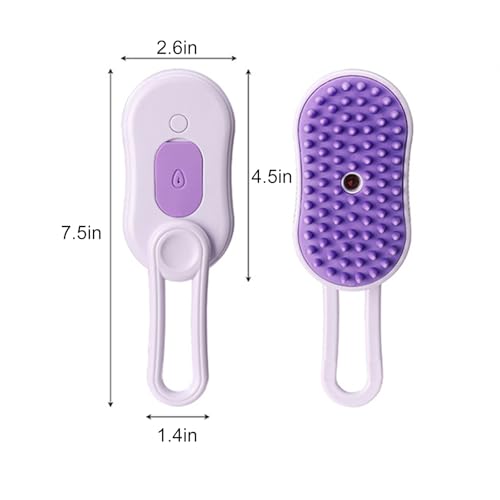 Image of 3-in-1 Cat & Dog Steam Brush - Rechargeable Anti-Static Pet Grooming Tool, Professional Deshedder with Steam Spray for Indoor Pets Shedding Control (lilac)