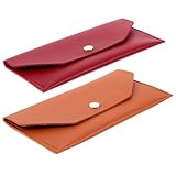 Artibetter 2 Stück Pu Leder Geldumschlag Langes Rechteckiges Bargeldetui Budgetumschläge für Reise und Finanzorganisation Braun Weinrot