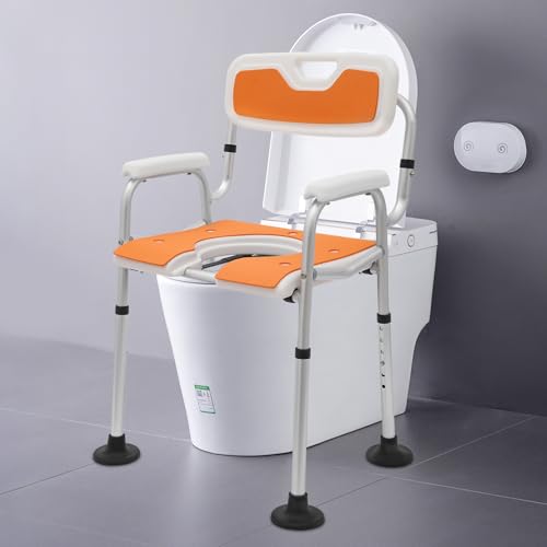 Silla de ducha para personas mayores, taburete de ducha con respaldo, asiento de ducha con 6 niveles de altura ajustable, capacidad de carga de 150 kg, para personas mayores y embarazadas