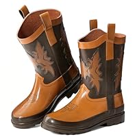 Furuian Western Kids Rain Boots for Boys and Girls Children Waterproof Shoes Cowboy Boots Toddler Rain Boots Water Boots