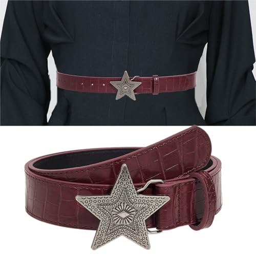 Five-pointed Star Buckle Belts For Women Cool Waist Belt 2000s Embossing Belt For Teens Girl Western Waistband2