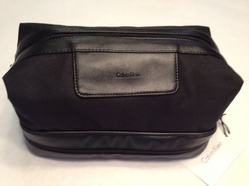 Calvin Klein Mens Black Toiletry Bag, 2 Compartment