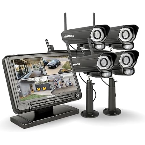 Defender PhoenixM2 Security System - Indoor and Outdoor Wireless Security System Camera with LCD Screen - Business and Home Security System - Plug-in Power, No WiFi Connection Required (4 Cameras) Cover