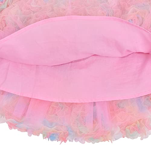 Sunny Fashion Girls Skirt Tutu Multicolor 3D Flower Applique Elastic Waist Size 7-8 #TOP4