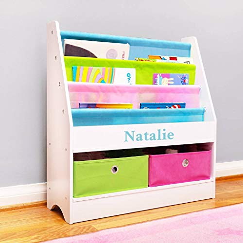 Dibsies Personalized Kids Bookshelf (Bookshelf With Storage - White With Pastel Fabric) #TOP5