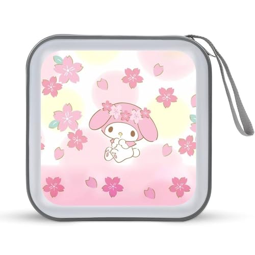 マイメロディCDケース プラケース DVD収納ケース CD収納ボックス ディスクケース 防水 メディアケース 大容量 40枚収納 小型 持ち運び便利 薄型 ファスナー付 旅行
