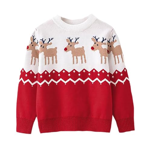 Clundoo Christmas Sweater for Kids Boy's Girl's Xmas Knitted Pullover Funny Cute Printed Jumper Knitwear 9-10 Years