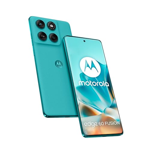 Motorola Edge 60 Fusion 256 GB, smartphone sbloccato, schermo 6,67', fotocamera 50 MP, batteria 5200 mAh, amazonite (turchese), custodia protettiva e cavo USB C inclusi