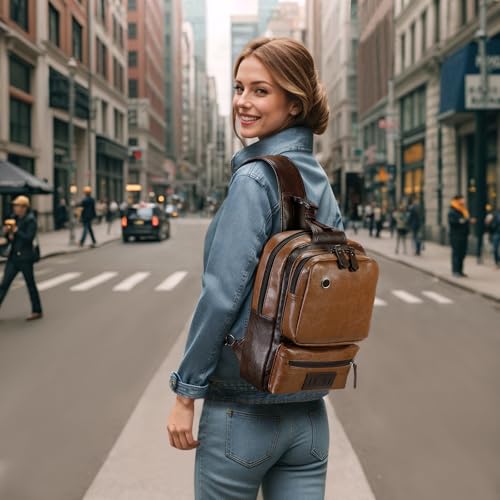 Image of Convertible Sling Bag Crossbody Backpack, Bags with Headphone Jack Shoulder Bag