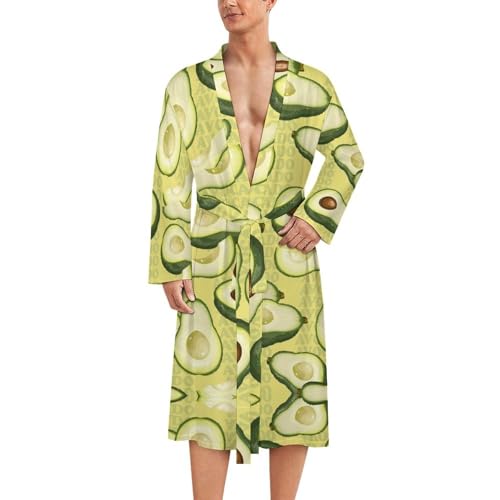 Albornoz divertido con diseño de aguacates y frutas, bata de baño ligera hasta la rodilla para hombre, bata de baño, cuello de chal, Estilo 1, S