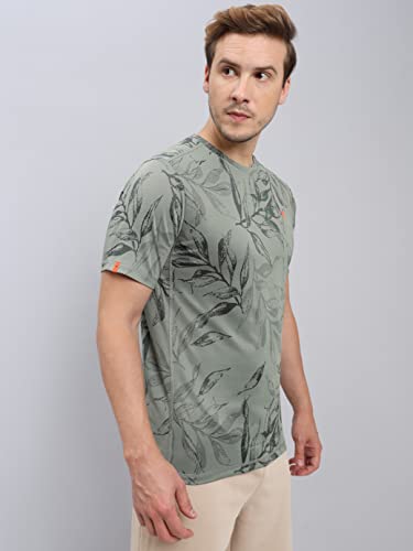 Image of TECHNOSPORT Men Polyester Regular Fit Half Sleeve Jacquard T-Shirt with Double Cool, Quick Dry & Anti Microbial for Sports, Running & Casual Use