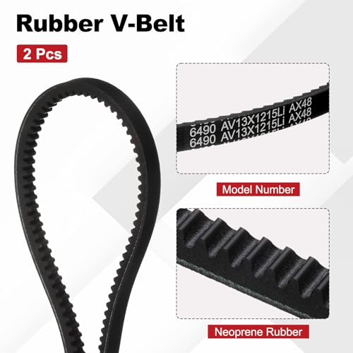 Image of AX48 Belt, Raw Edge Cogged Industrial Rubber EPDM V-Belt, Pack of 2 | 1 /2 inch(13mm) Width x 48 inch(1215mm) Inside Circumference x 5 /16 inch(8mm) Height