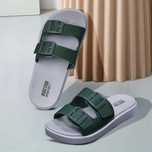 Image of DOCTOR EXTRA SOFT Women's Classic Cushion Sliders /Slippers with Adjustable Buckle Strap for Adult | Comfortable & LightWeight| Stylish & Anti-Skid|Waterproof & Everyday Flip Flops Ladies /Girls New-523
