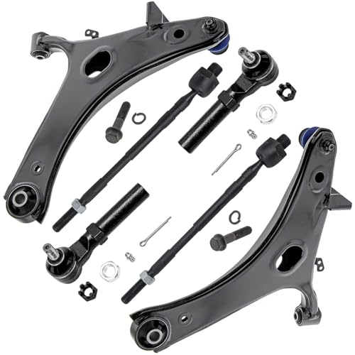 Image of Detroit Axle - 6pc Front End Control Arms Kit for 2011-2014 Subaru Impreza, 2013-2014 WRX, 2 Lower Control Arms w /Ball Joint 4 Tie Rods Replacement