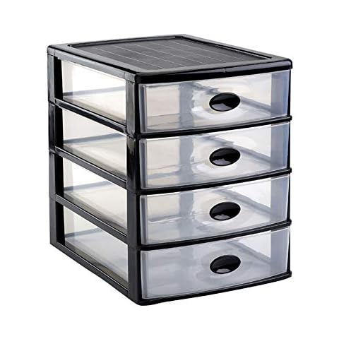 Plastic Forte Cajonera sobremesa Negro 4 Cajones Cover