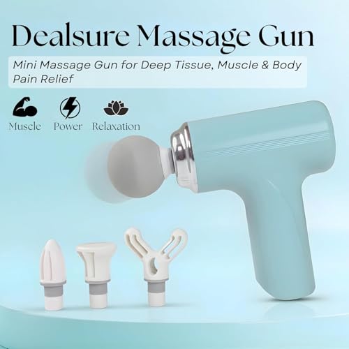 Image of Massage Gun with 4 Heads, 6 Adjustable Speed for Deep Tissue Muscle Massage, Body Relaxation & Pain Relief Muscle Massager for Full Body Pain Relief of Neck, Shoulder, Back, Foot for Men & Women