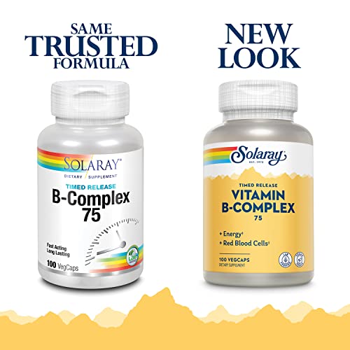 Solaray Vitamin B-Complex 75Mg | Two-Stage Timed-Release For Extended Availability | Support For Hair, Skin, Nails, Nerves, Immune Function | 100 Ct #TOP2