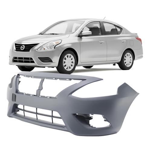 Image of FitParts Compatible with Nissan Versa 2015-2019 Front Bumper Cover | Primed, With Fog Light Holes, Ready to Paint, OEM FBM229KM0J, NI1000299
