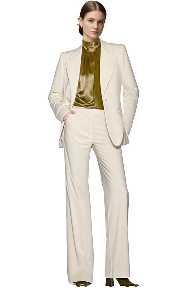 Women Pantsuit Velvet 2 Piece Suit Set Blazer and Pants Suit Set Women Velvet Suit