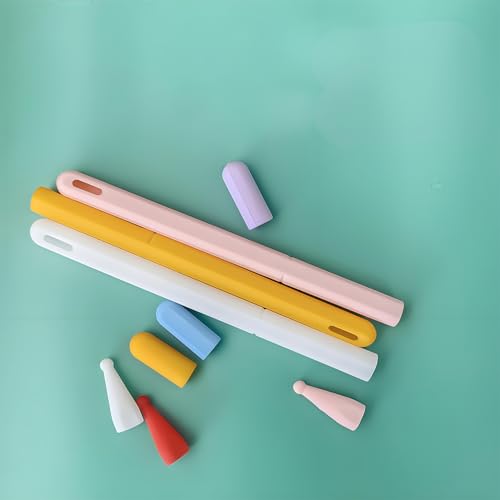Image of Silicone Case for Apple Pencil Pro & Apple Pencil 2nd Generation, Light Pen Skin Cover Sleeve Accessories Soft Protective iPad Pencil Grip Holder with 2 Nib Covers, White