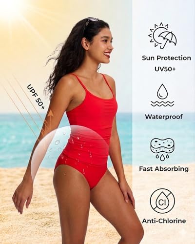 Image of Period Swimwear for Teens One Piece Ultra-Thin Quick-Dry Leakproof Tummy Control Swim Suit ,Multi