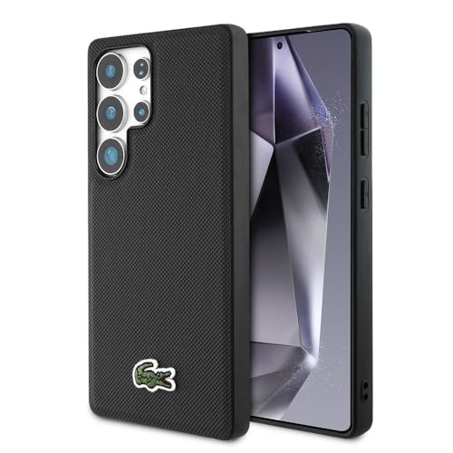 CG MOBILE Coque Originale Lacoste Logo brodé S25 Ultra Noire