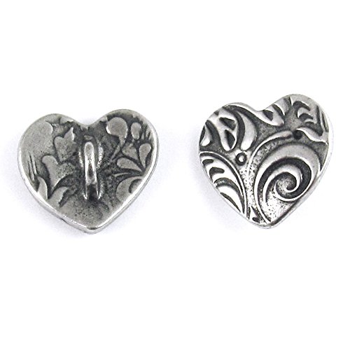 TierraCast Silver Buttons - Pewter Amor Heart (2 Pieces)