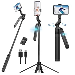 Auto Face Tracking Tripod for iPhone, 360° Rotation Motion Sensor Phone Tripod Stand, 71” Extendable Smart Tracking Phone Holder Selfie Stick Tripod for Android Phone Camera Mount for Video Vlog