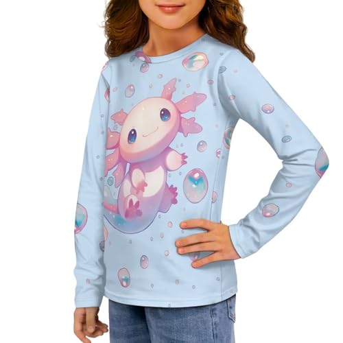 Image of Girls Long Sleeve Shirts Casual Crewneck Soft T-shirts for Girls 3-16 Years Old