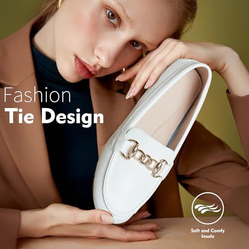 Image of ABEJOJO Women's Loafer Shoes, Comfortable Slip on Casual Flat Penny Shoes for Walking, Driving, Dressy