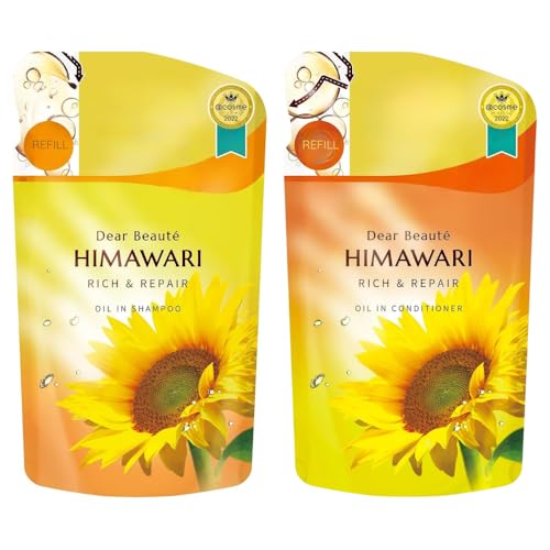 Dear Beauté HIMAWARI Rich & Repair Oil-in Shampoo and Conditioner Refill Set, Non-Silicone, Sulfate Free, for Frizz, Curly, Dry Hair, 400ml, 2 Pack image 3