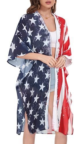 Image of Women's Kimono Swimsuit Coverups Summer Beach Loose Cardigans for Swimwear