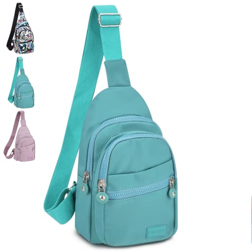 MOAMUN Mochila Bandolera Impermeable Deporte Bolso Hombro de Pecho Mujer Casual Viajar Pecho Mochila con Orificio para Auriculares para Deportes al Aire, Caminar, Viajar, Ciclismo (Verde) MOAMUN Mochila Bandolera Impermeable Deporte Bolso Hombro de Pecho Mujer Casual Viajar Pecho Mochila con Orificio para Auriculares para Deportes al Aire, Caminar, Viajar, Ciclismo (Verde)