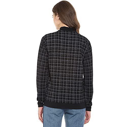 Image of PINACOLADA Mandarin Collar Black:Grey Checks Stylish Casual Jacket