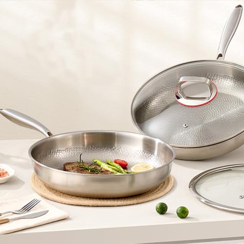 Padella antiaderente con coperchio, 28 cm, resistente ai graffi, riscaldamento rapido, senza PTFE e PFOA, compatibile con tutti i piani cottura, essenziale per chef professionisti