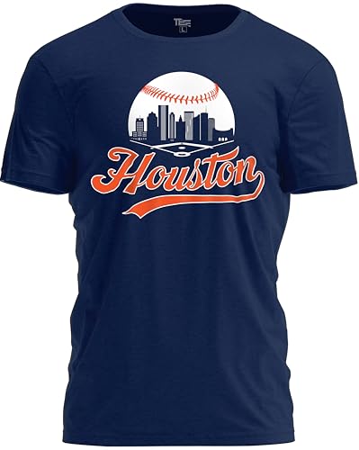 TeeStock Houston Baseball Shirt Cityscape Fan T-Shirt with Urban Skyline Graphic